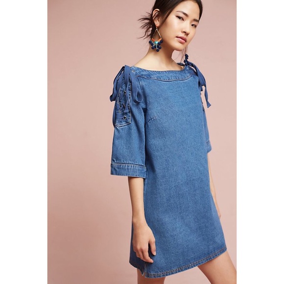 Anthropologie Dresses & Skirts - NWT Anthropologie Denim Open-Shoulder Shift Dress